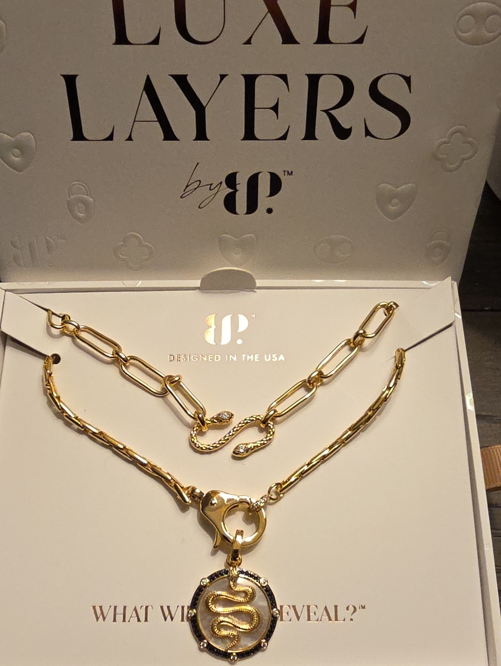 BP Luxe Layers Gold Snake Pendant Necklace